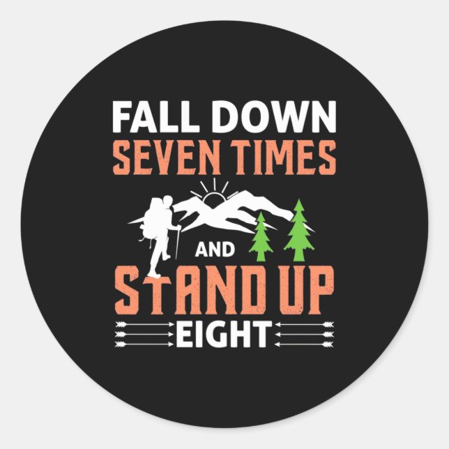 Hiking Stand Up Eight Classic Round Sticker (Front)