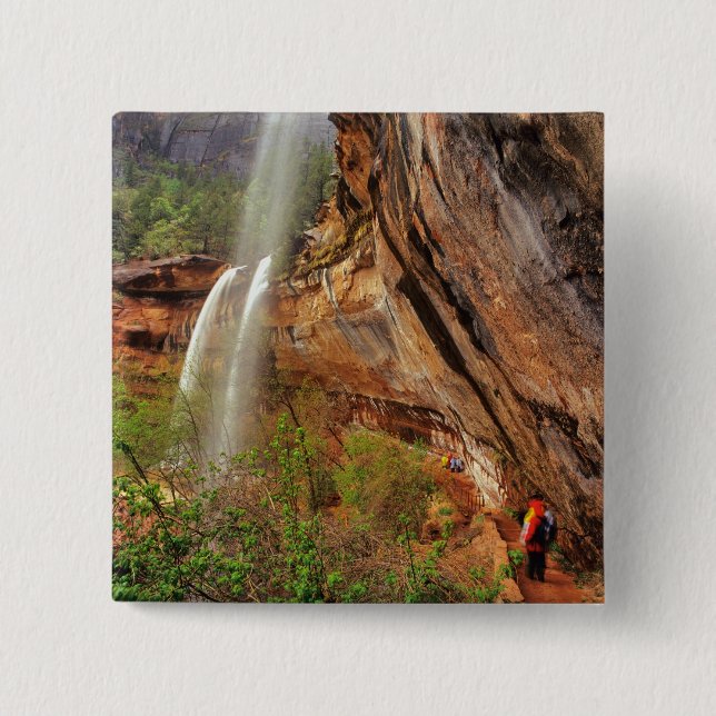 Hiking The Emerald Pools Trail in Zion National 2 Inch Square Button (Front)