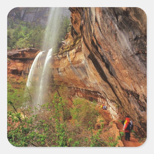 Hiking The Emerald Pools Trail in Zion National Square Sticker (Front)