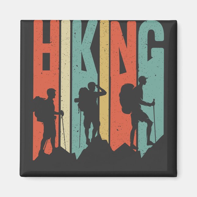 Hiking Themed Adventure Shirt, Vintage Hiking Magnet (Front)