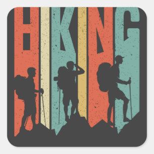 Hiking Themed Adventure Shirt, Vintage Hiking Square Sticker