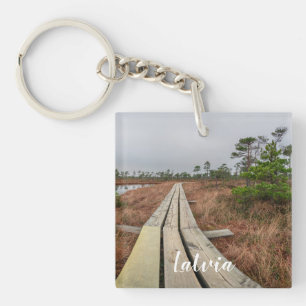 Hiking trail in swamp keychain