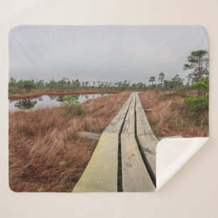 Hiking trail in swamp sherpa blanket