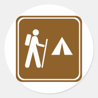 Hiking Trail with Camping Highway Sign Classic Round Sticker