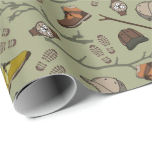 Hiking Trekking Backpacking Patterned Wrapping Paper