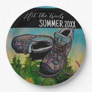 Hiking Vibes Summer Personalized Camping Picnic Paper Plate