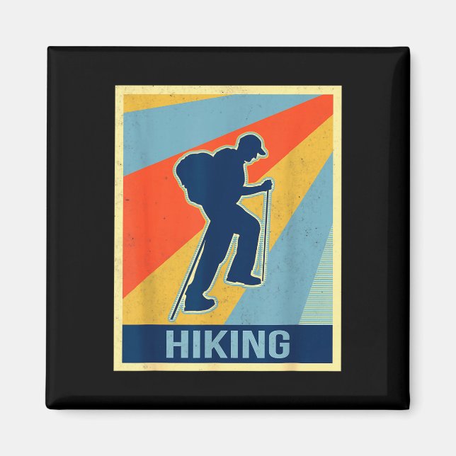 Hiking vintage retro style  magnet (Front)