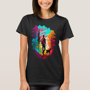 Hiking with dog pilgrims camping mountains walking T-Shirt