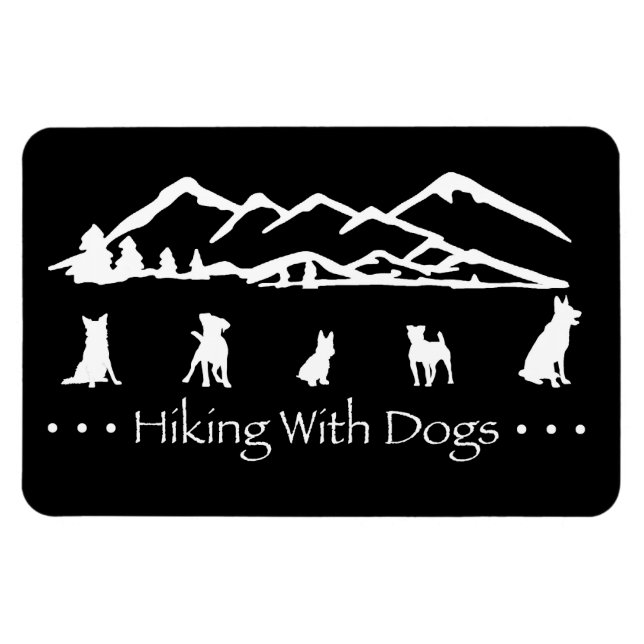Hiking With Dogs Flex Magnet-Black Magnet (Horizontal)
