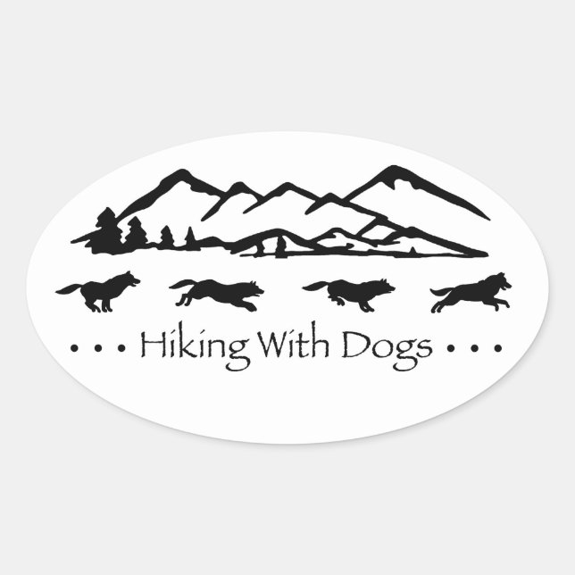 Hiking With Dogs Oval Sticker-Husky Oval Sticker (Front)