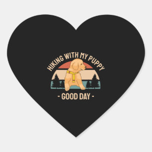 Hiking With My Puppy Good Day Heart Sticker
