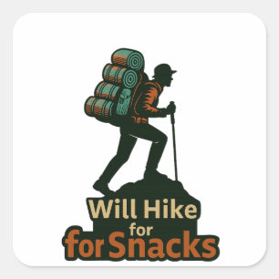 Hiking with Snacks – Fun DateOutdoor Design Square Sticker