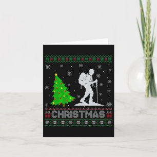 Hiking Xmas Tree Lighting Ugly Christmas Sweater  Card