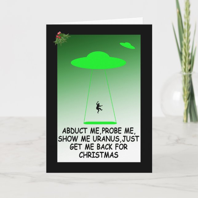 Hilarious alien abduction holiday card (Front)