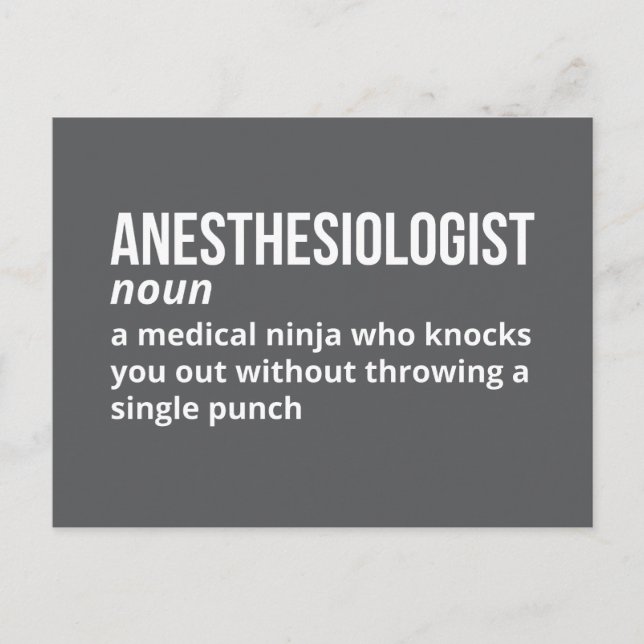 Hilarious Anesthesiologist Definition Postcard (Front)