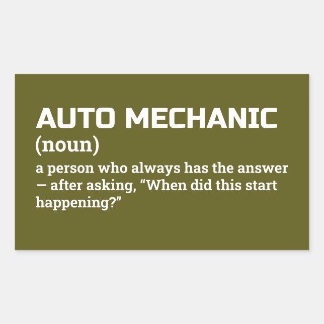 Hilarious Auto Mechanic Definition Sticker (Front)