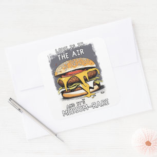 Hilarious BURGER Quote Vintage Retro Illustration Square Sticker