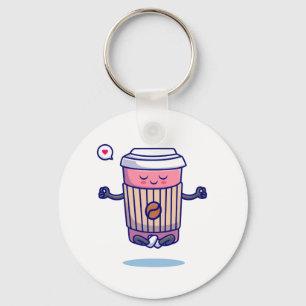 Hilarious Cartoon Coffee Character Keychain