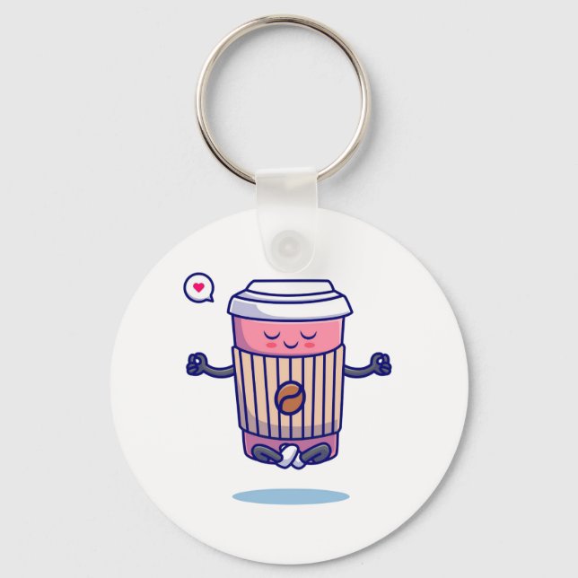 Hilarious Cartoon Coffee Character Keychain (Front)