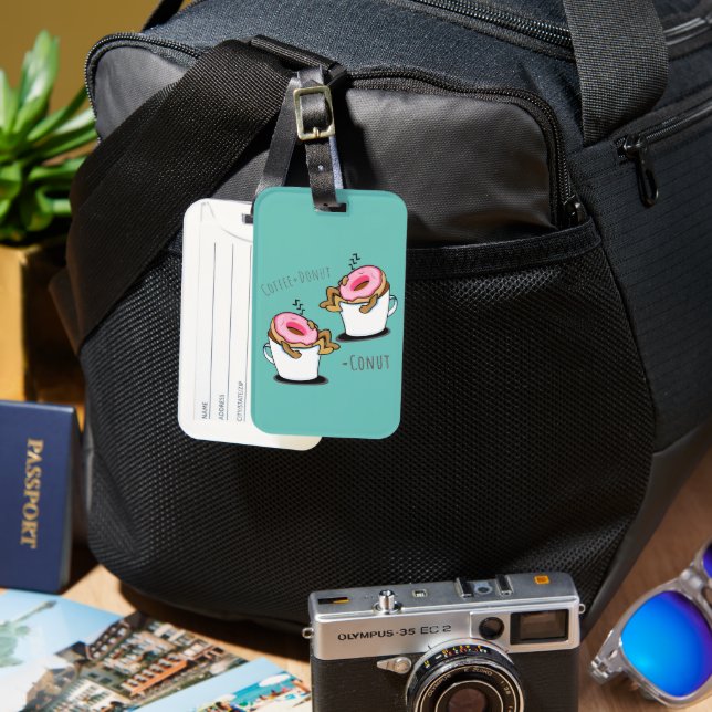 HILARIOUS CARTOON CONUT  LUGGAGE TAG (Front & Back)