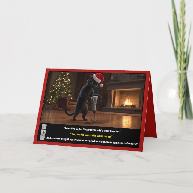 Hilarious cat Christmas Card (Front)