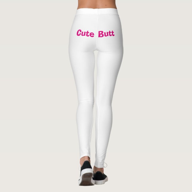 Hilarious Cute Butt Pink White 4Jane Leggings (Back)