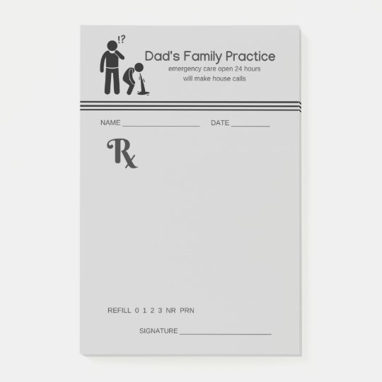 Hilarious Dad's Family Practice Prescription Pad Postit Notes Zazzle.ca