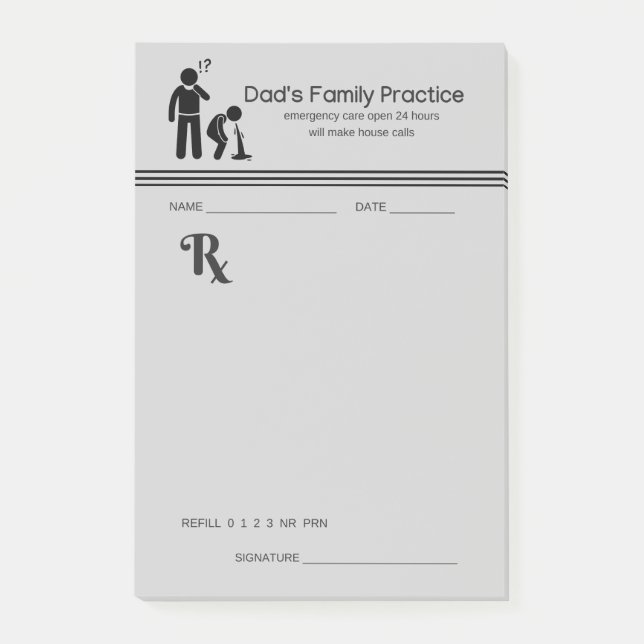 Hilarious Dad's Family Practice Prescription Pad Post-it Notes (Front)