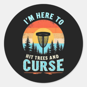 Hilarious Disc Golf - Retro Tree Hitting Humour  Classic Round Sticker