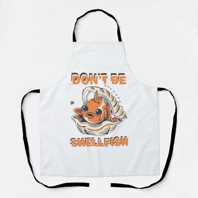 Hilarious Fish in a Shell Art Apron (Front)