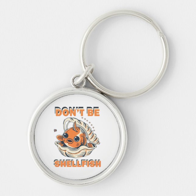 Hilarious Fish in a Shell Art Keychain (Front)