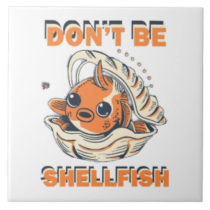 Hilarious Fish in a Shell Art Tile