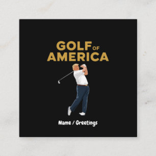 Hilarious Funny Golf of America Meme Trump Pun  Square Business Card