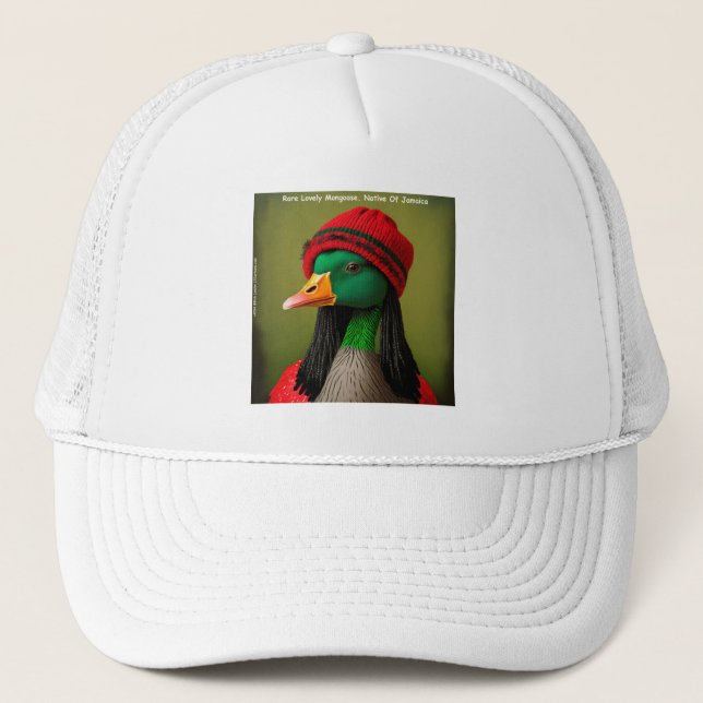 Hilarious Jamaican Mongoose Reggae Goose  Trucker Hat (Front)