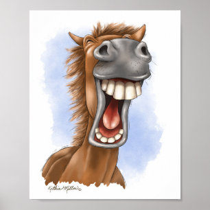 Hilarious Laughing Horse Cartoon Poster