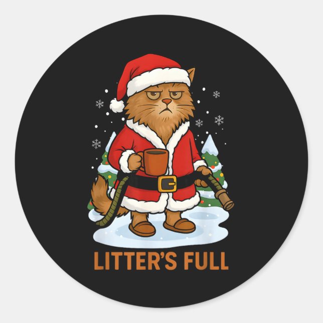 Hilarious Litter’s Full Funny Coffee Cat Lovers Ch Classic Round Sticker (Front)