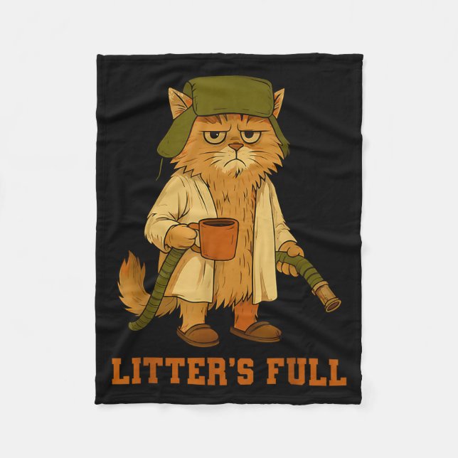 Hilarious Litter’s Full Funny Coffee Cat Lovers Ch Fleece Blanket (Front)