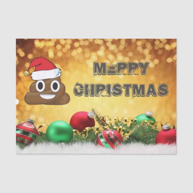 Hilarious Merry Christmas Emoji poop Tissue Paper (Front)