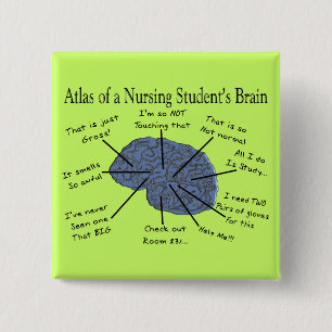 Hilarious Nursing Student "Brain" Gifts 2 Inch Square Button