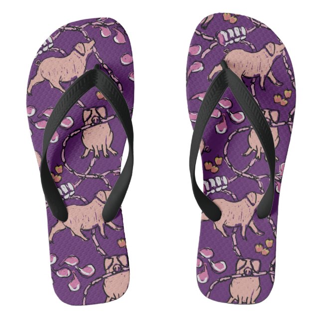 Hilarious pattern Chinese Pig Year Choose Colour M Flip Flops (Footbed)