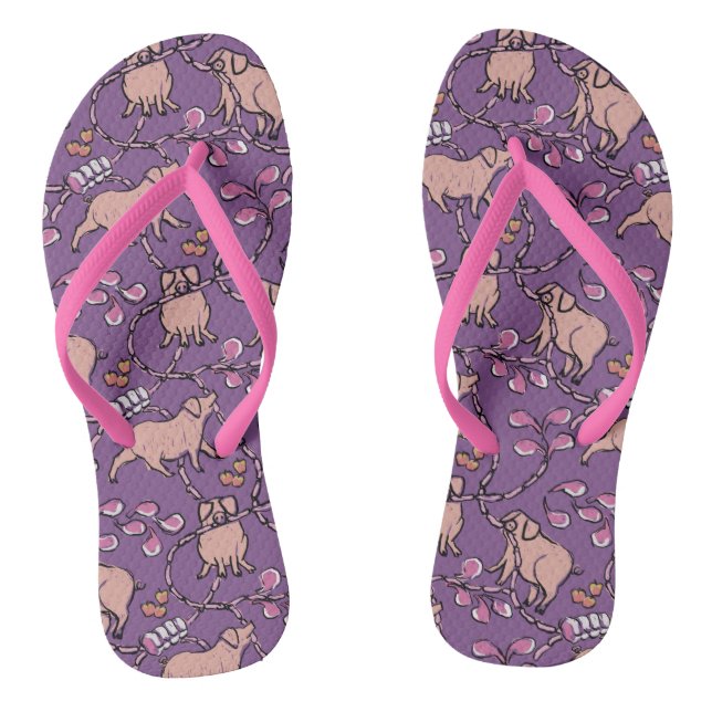 Hilarious pattern Chinese Pig Year Choose Colour W Flip Flops (Footbed)