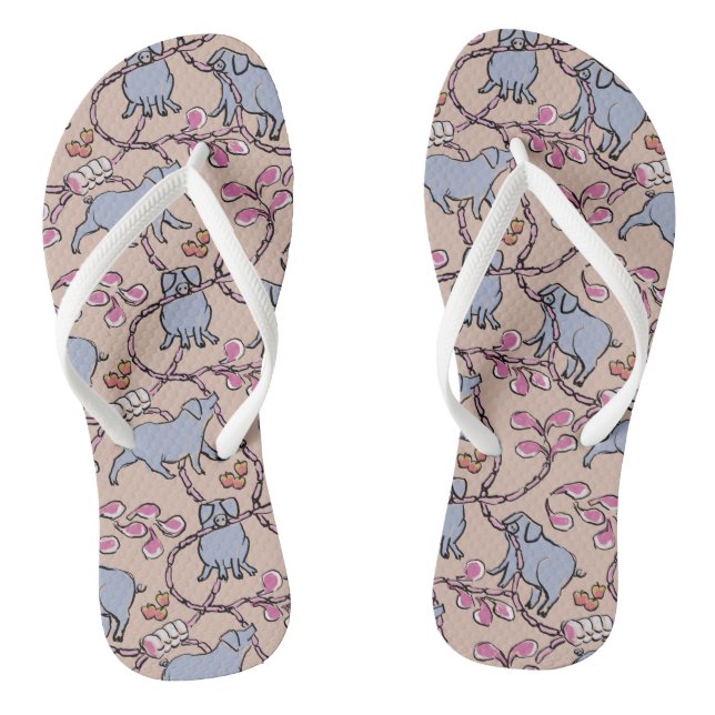 Hilarious pattern Chinese Pig Year Old P Women FF Flip Flops (Footbed)