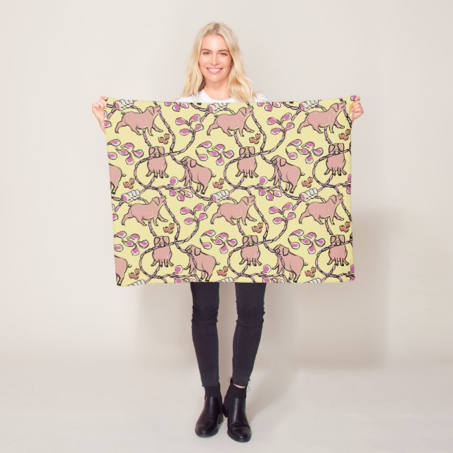 Hilarious pattern Chinese Pig Year Yellow Fleece Blanket (In Situ)