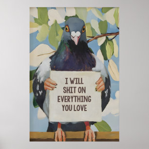 Hilarious Pigeon Bathroom Art Print Quirky Home