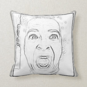 Hilarious Scared Woman Face Design Throw Pillow