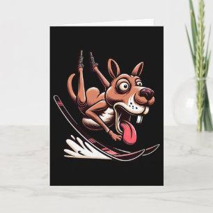 Hilarious Ski Dog Downhill Crash Snow Sport Card