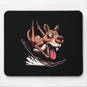 Hilarious Ski Dog Downhill Crash Snow Sport Mouse Pad