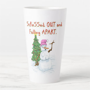Hilarious snowman cartoon latte mug 