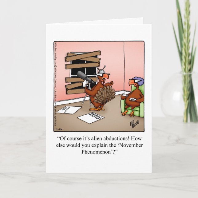 Hilarious Thanksgiving Humour Greeting Card (Front)