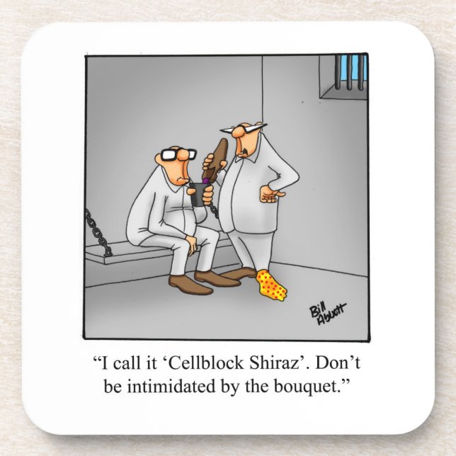 Hilarious Wine Humour “Cellblock Shiraz” Coaster  (Front)